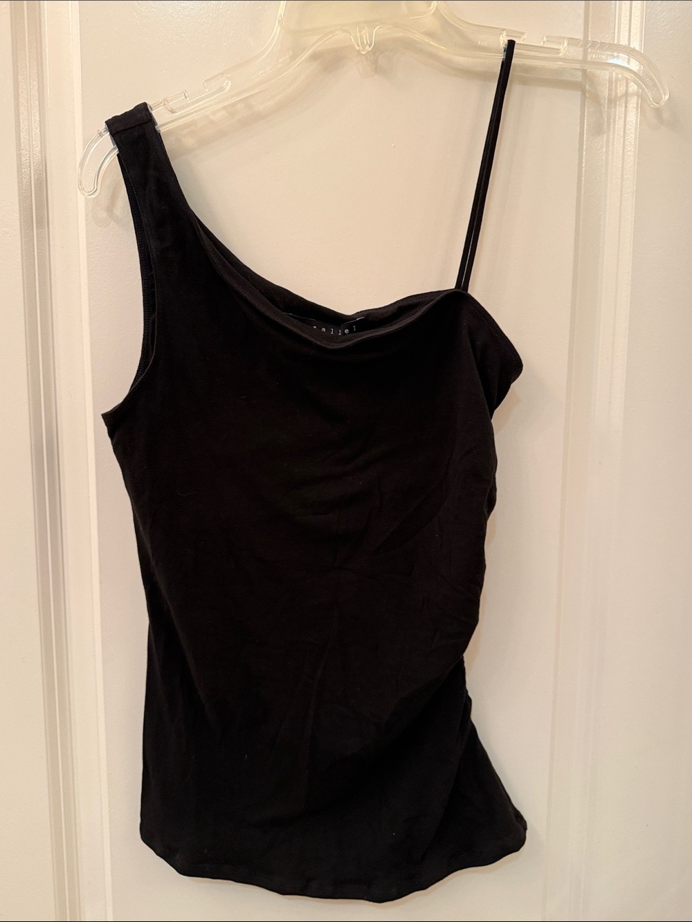 Parallel Lightweight Stretchy Cotton Black Asymmetrical Tank Top Size Small NWT